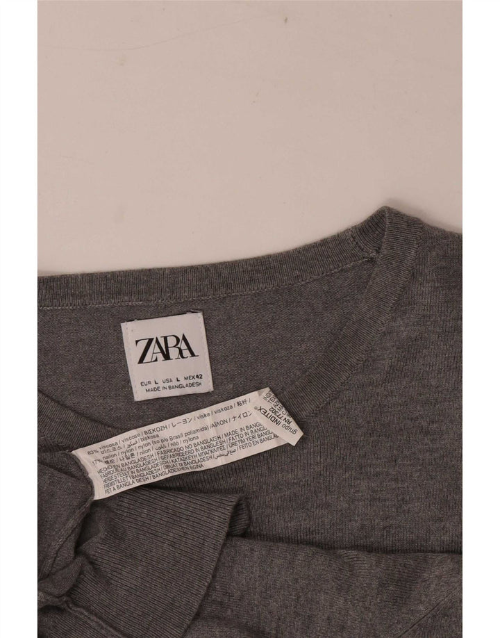 Zara Hombre Jersey De Cuello Redondo Jersey Grande Viscosa Gris