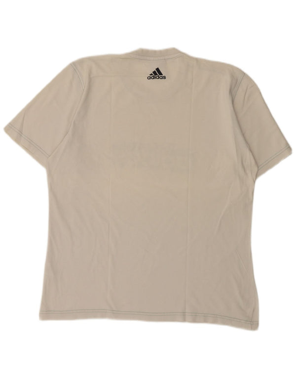 Adidas - Camiseta gráfica para hombre, talla mediana, algodón blanco