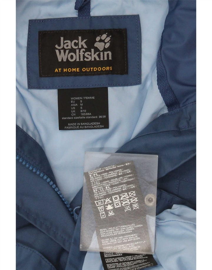 Jack Wolfskin Chubasquero extragrande con capucha para mujer UK 8/10 Small Blue Polyamide