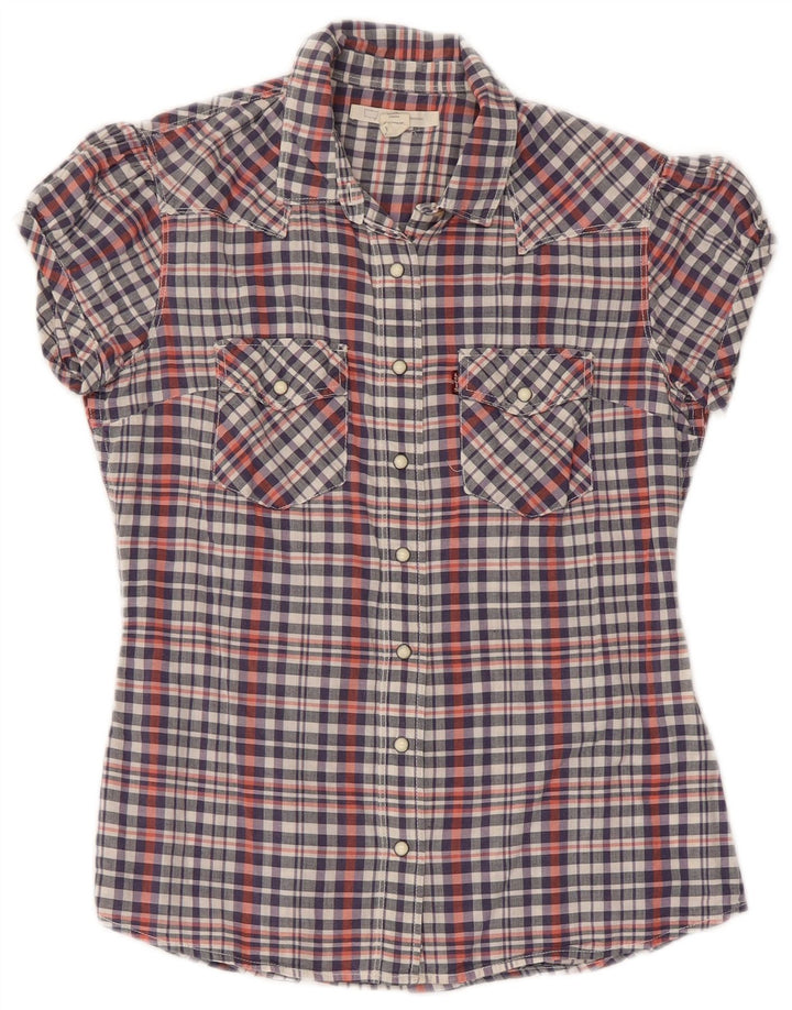 Levi's Camisa de manga corta para mujer UK 10 Small Multicolor Check Cotton