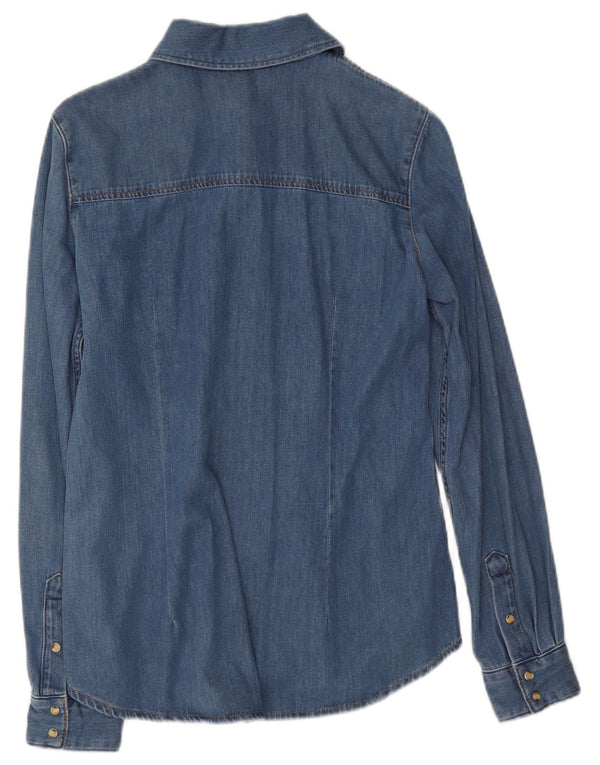 Massimo Dutti Camisa Vaquera Mujer UK 10 Small Azul