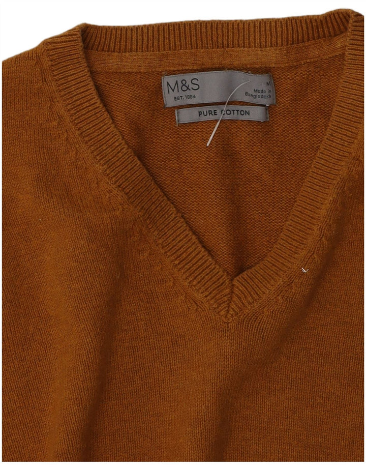 Marks & Spencer Jersey con cuello en V para hombre de algodón marrón medio