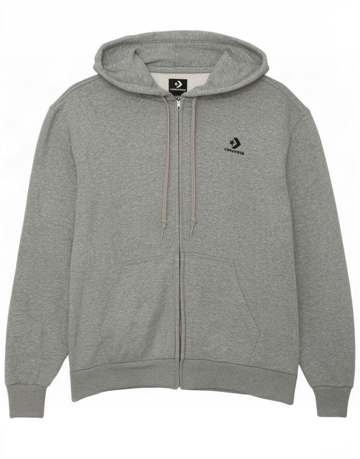 Converse Sudadera con capucha y cremallera para mujer UK 14 Algodón moteado gris medio
