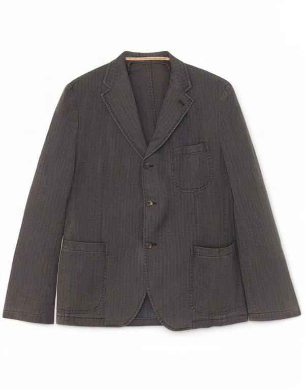 Vintage Hombres 3 Botones Blazer Chaqueta IT 52 XL Gris Pinstripe Algodón