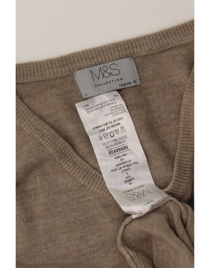 Marks & Spencer Jersey Regular Fit con Cuello en V para Hombre Acrílico Beige Grande