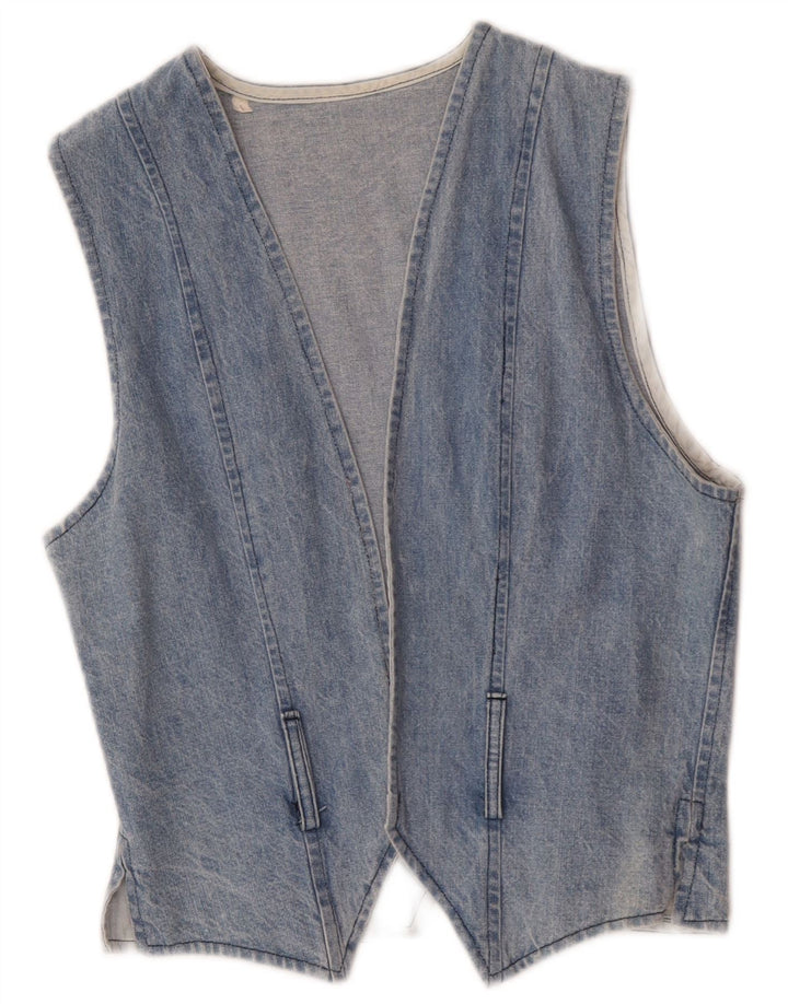 Vintage mujer denim chaleco Reino Unido 14 azul grande