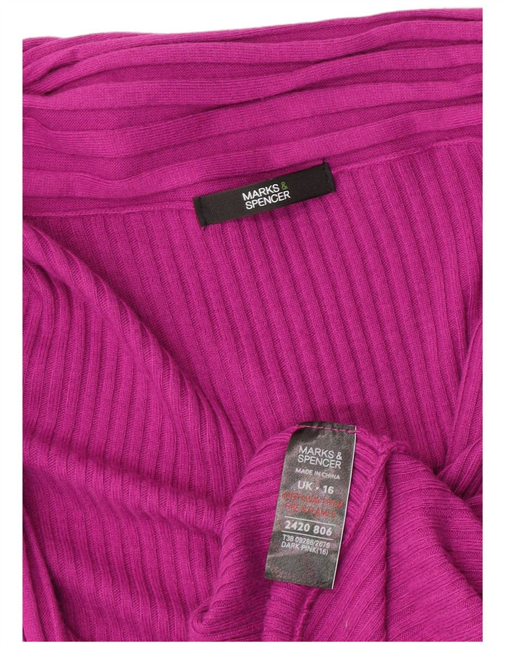 Marks & Spencer Suéter Cárdigan Abierto Asimétrico para Mujer UK 46 Grande Rosa