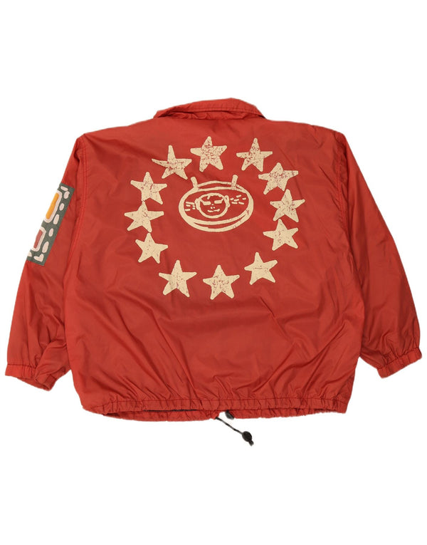VINTAGE Chaqueta de lluvia gráfica para hombre Reino Unido 44 2XL Nylon rojo