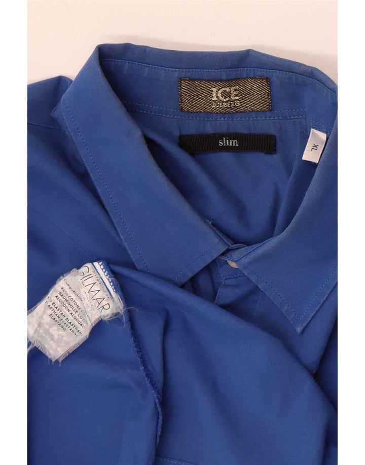 Iceberg Camisa Slim Hombre XL Algodón Azul