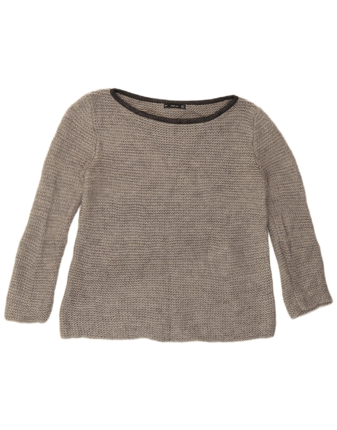 Zara - Jersey con cuello barco para mujer, talla 40, color gris medio