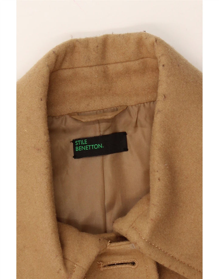 BENETTON Womens Overcoat UK 14 Large Brown Wool Vintage Benetton and Second-Hand Benetton from Messina Hembry 