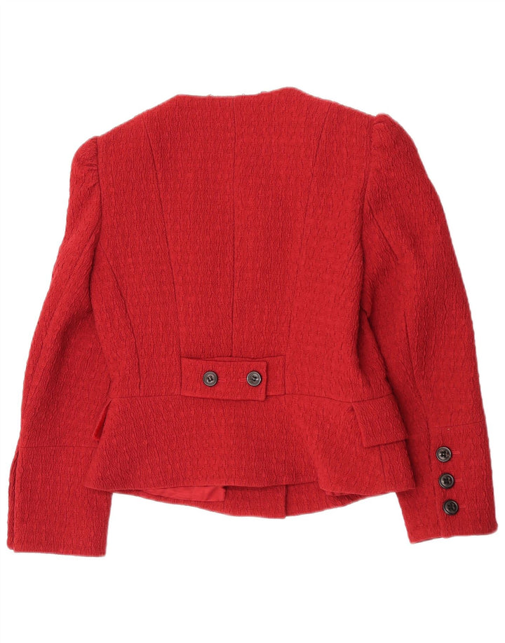 Karen Millen Chaqueta tipo blazer corta para mujer UK 12 Mediana Borgoña Poliamida