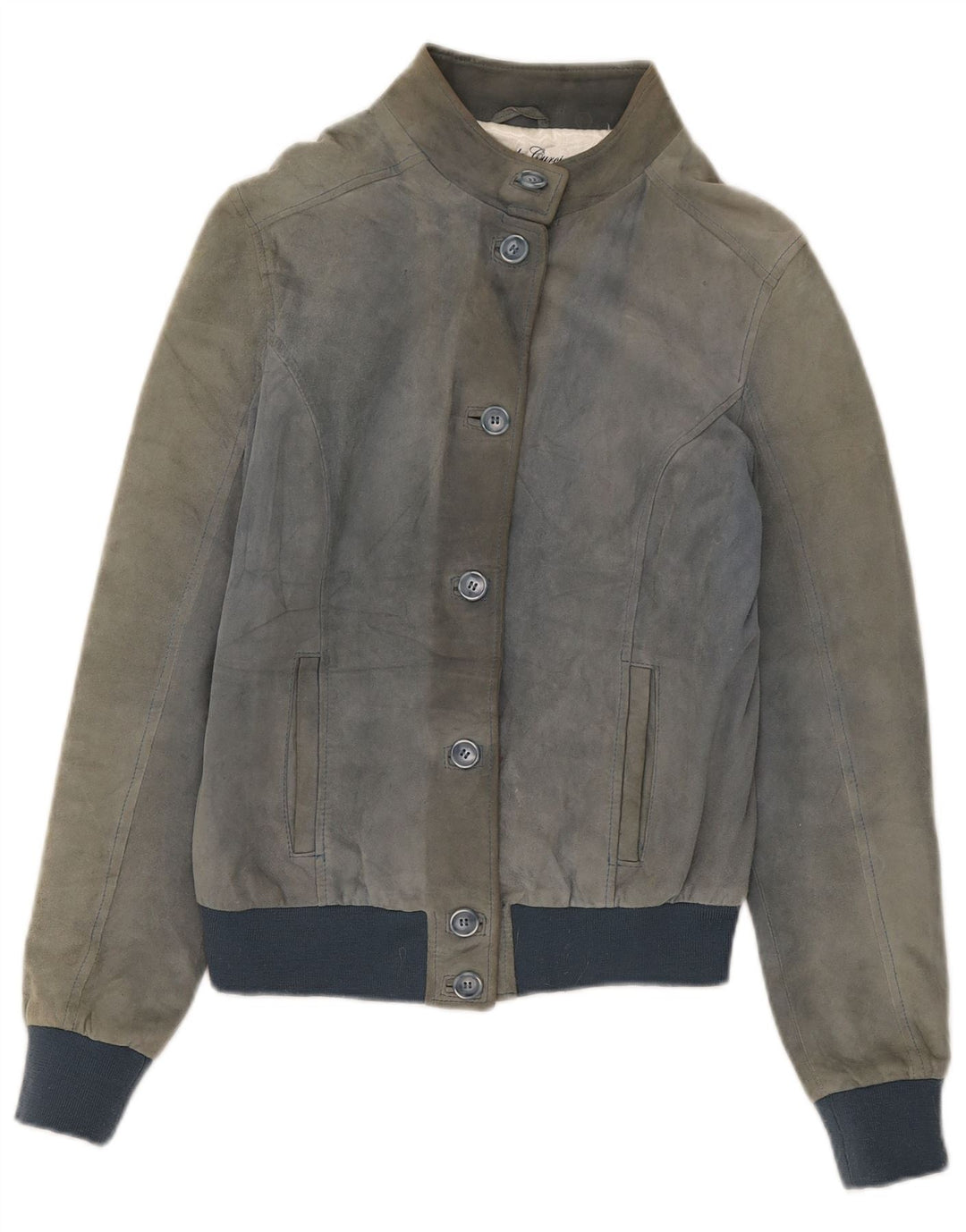 Emanuele Curci Chaqueta bomber de ante para mujer IT 44 Bloque de color gris medio
