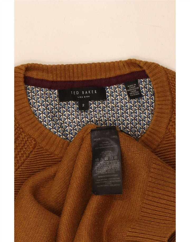 Ted Baker - Jersey de cuello redondo para hombre, talla 2, algodón beige pequeño