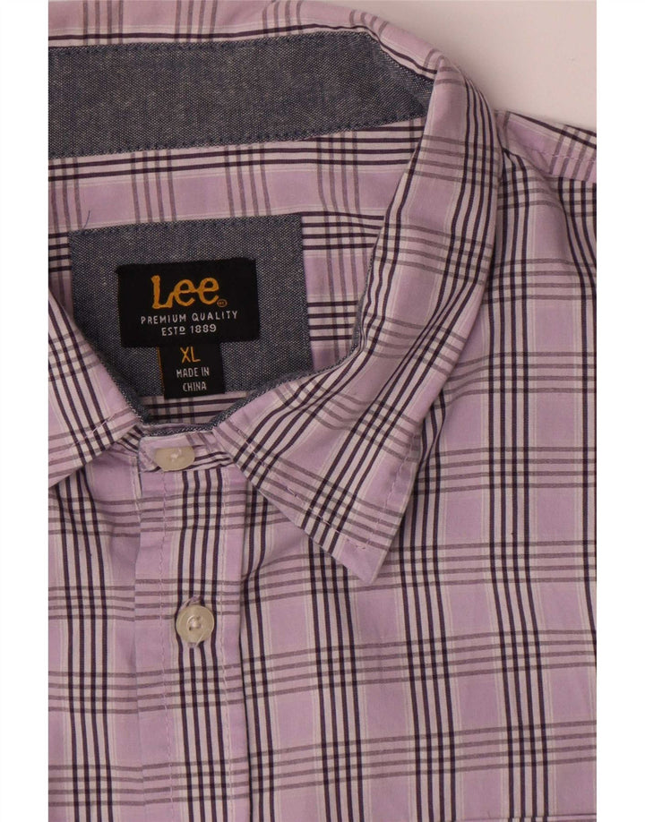Camisa Lee Hombre XL Algodón A Cuadros Morado