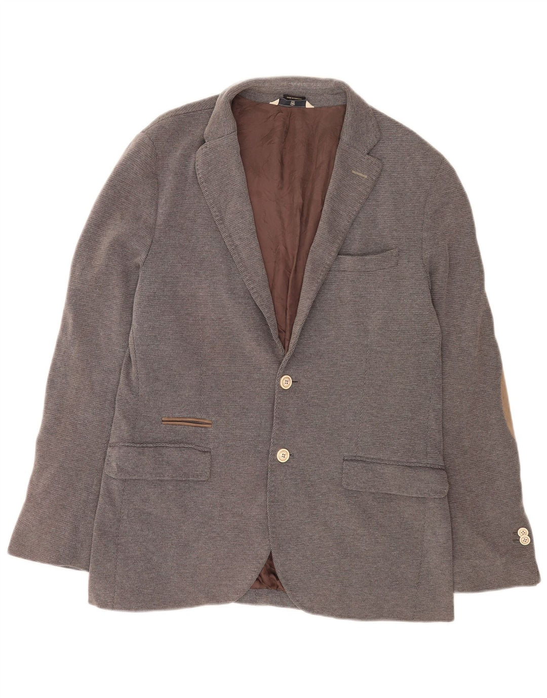 Massimo Dutti Chaqueta Blazer de 2 Botones para Hombre EU 52 Grande Gris Algodón
