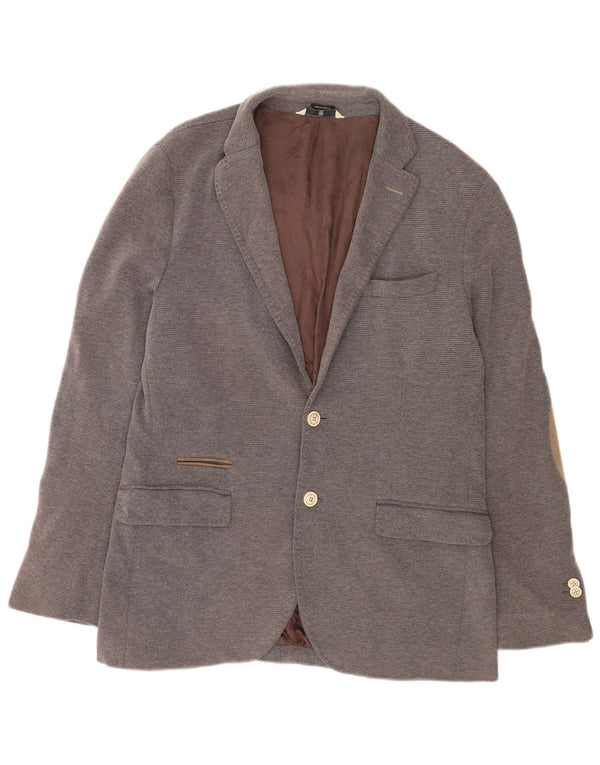 Massimo Dutti Chaqueta Blazer de 2 Botones para Hombre EU 52 Grande Gris Algodón