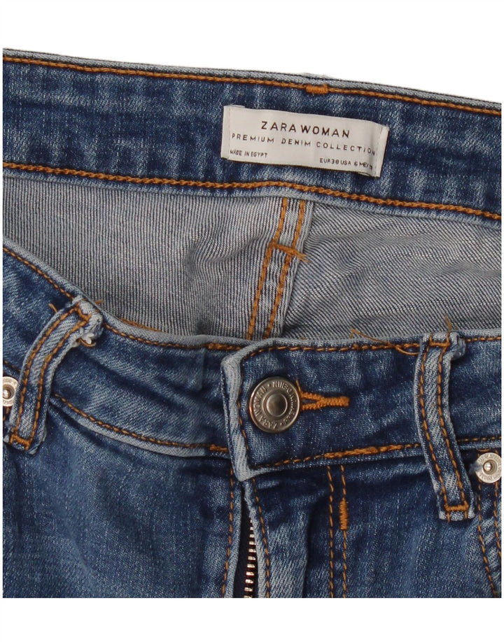 ZARA Vaqueros ajustados desgastados para mujer EU 38 Small W28 L28 Azul