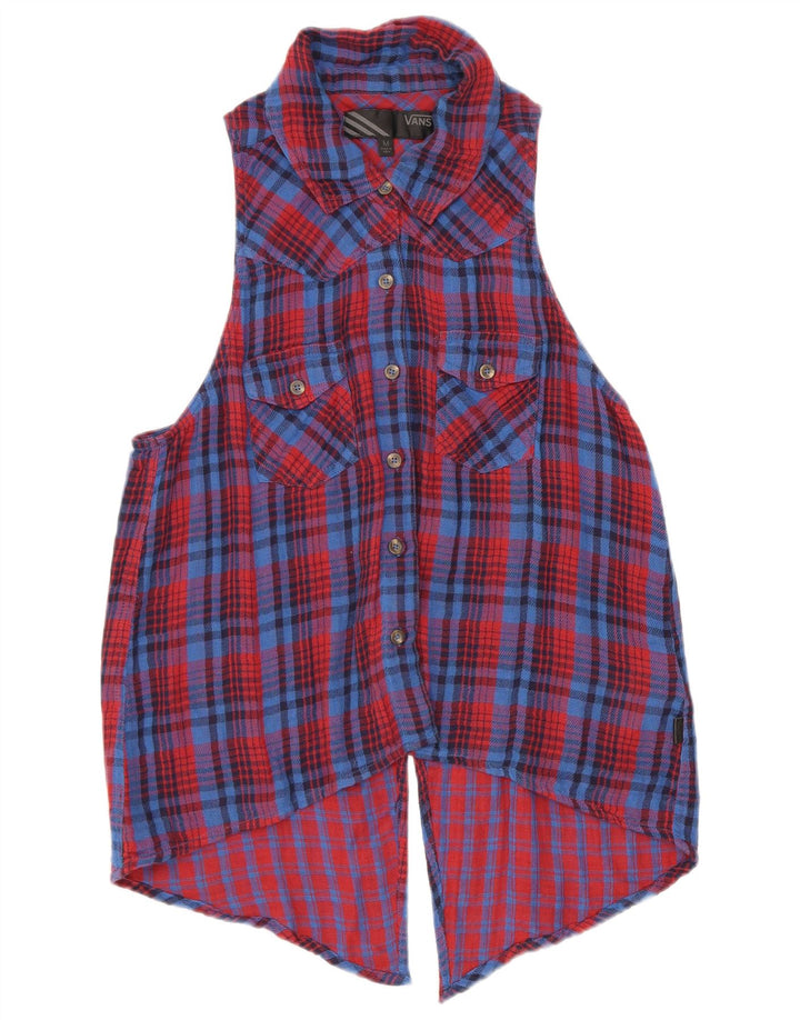 Vans Blusa sin mangas para mujer UK 42 Medium Red Check Cotton
