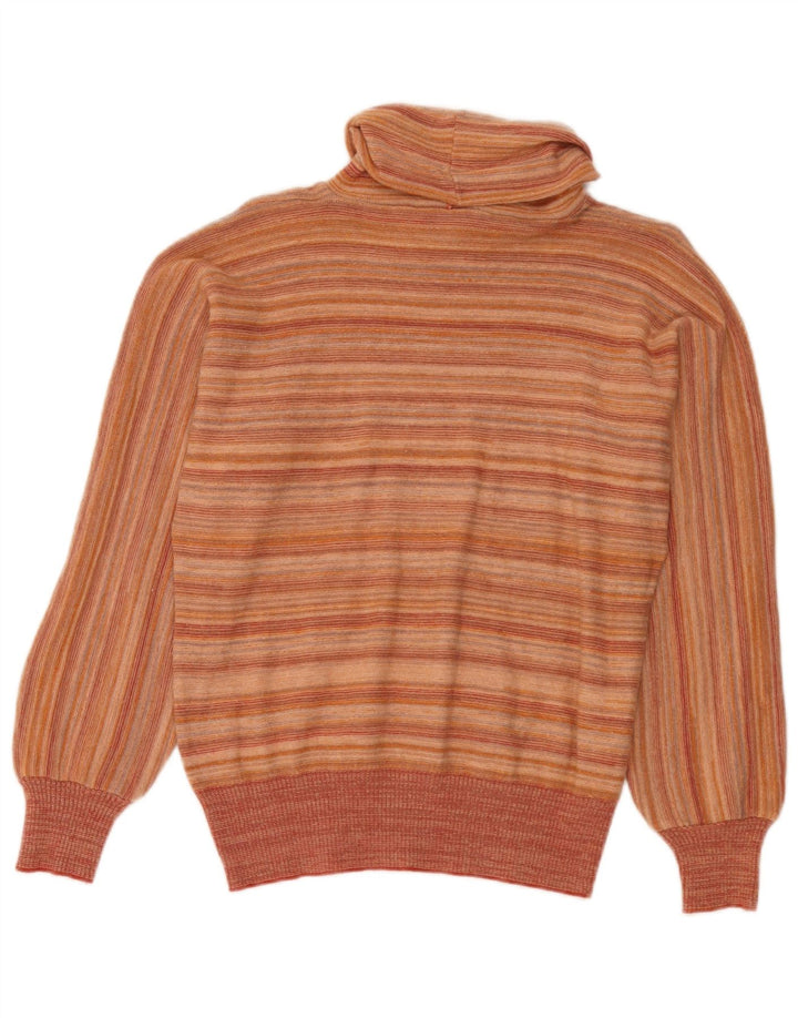 Vintage mujer rollo cuello jersey suéter IT 44 medio naranja rayas