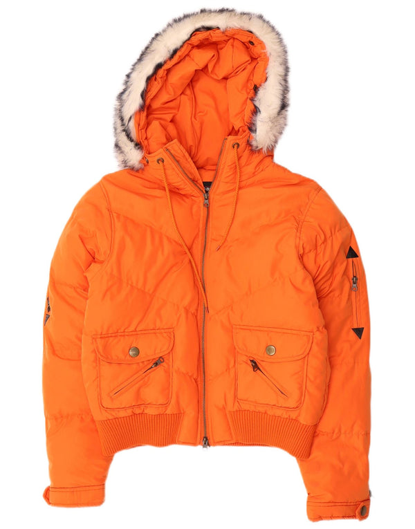 Brugi Chaqueta acolchada con capucha para mujer UK 44 Grande Naranja Poliéster