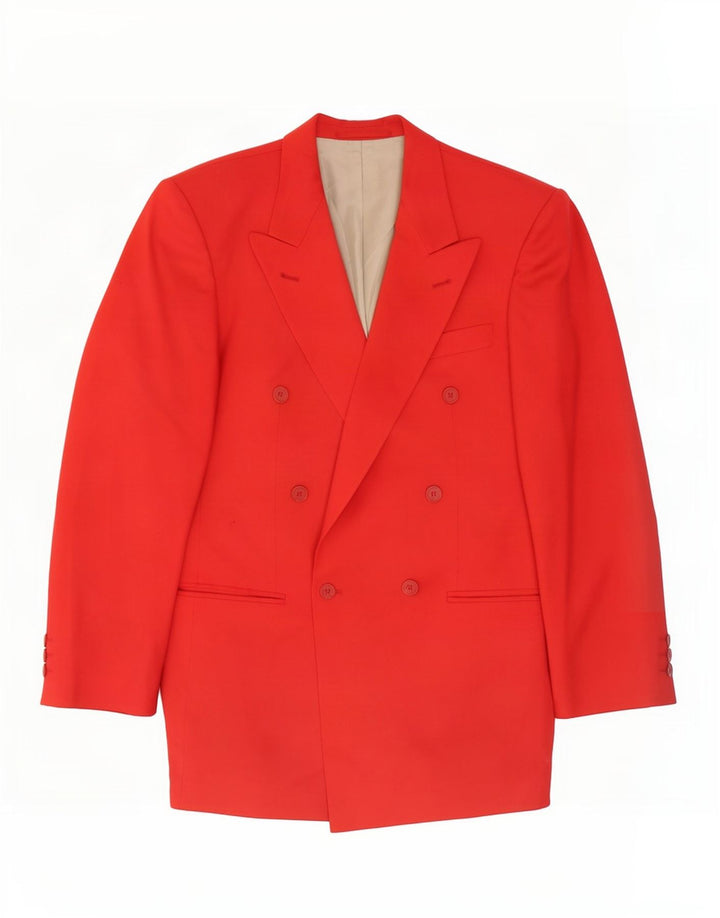 Vintage hombres doble pecho chaqueta blazer IT 48 medio rojo nueva lana