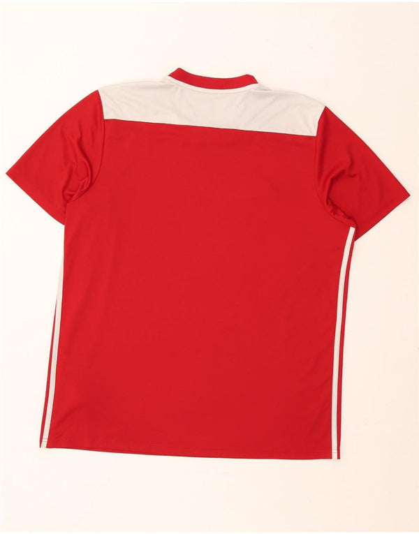 Adidas Hombre Climalite Camiseta Top XL Rojo Colorblock Poliéster