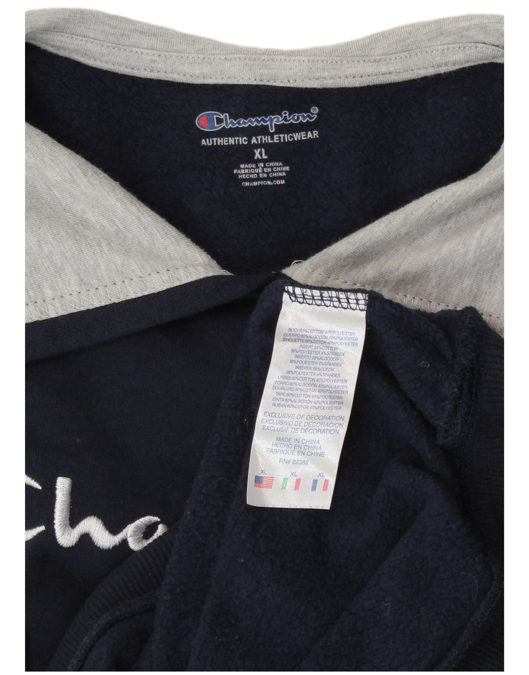 CHAMPION Jersey con capucha gráfico para mujer UK 18 XL Algodón azul marino