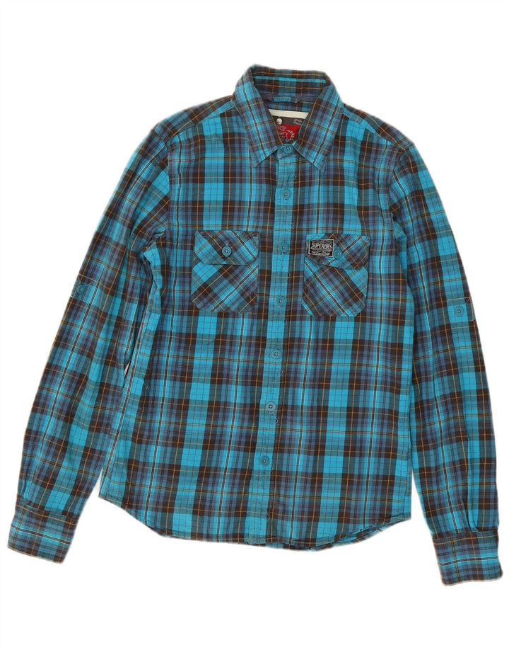 Superdry Camisa De Franela De Algodón A Cuadros Azul Medio