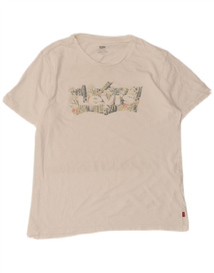 LEVI'S Camiseta gráfica para mujer Top UK 10 Small White
