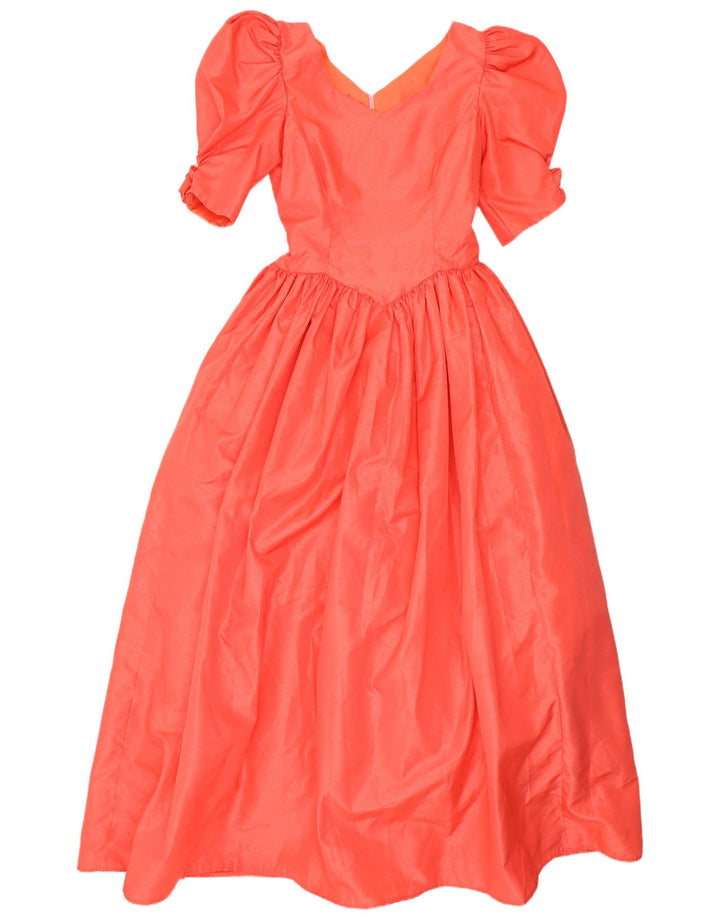 Vintage mujer Maxi vestido Reino Unido 8 pequeño naranja