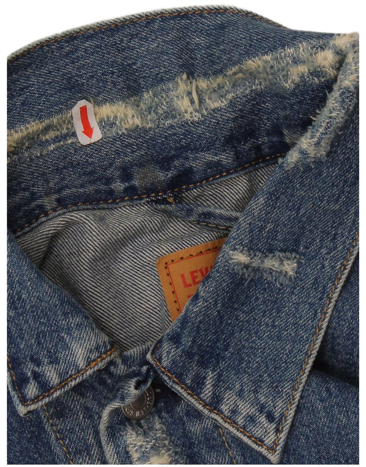 Levi's Chaqueta vaquera desgastada para hombre Reino Unido 36 Algodón azul pequeño