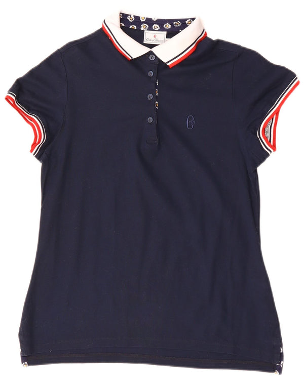 Conte of Florence Polo para mujer UK 12 Medium Azul marino Algodón