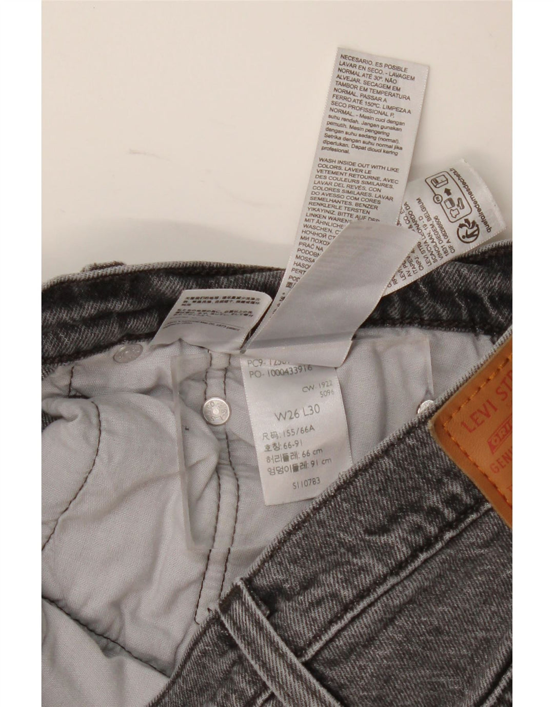 Levi's Mujer 501 Vaqueros Rectos W26 L30 Algodón Gris