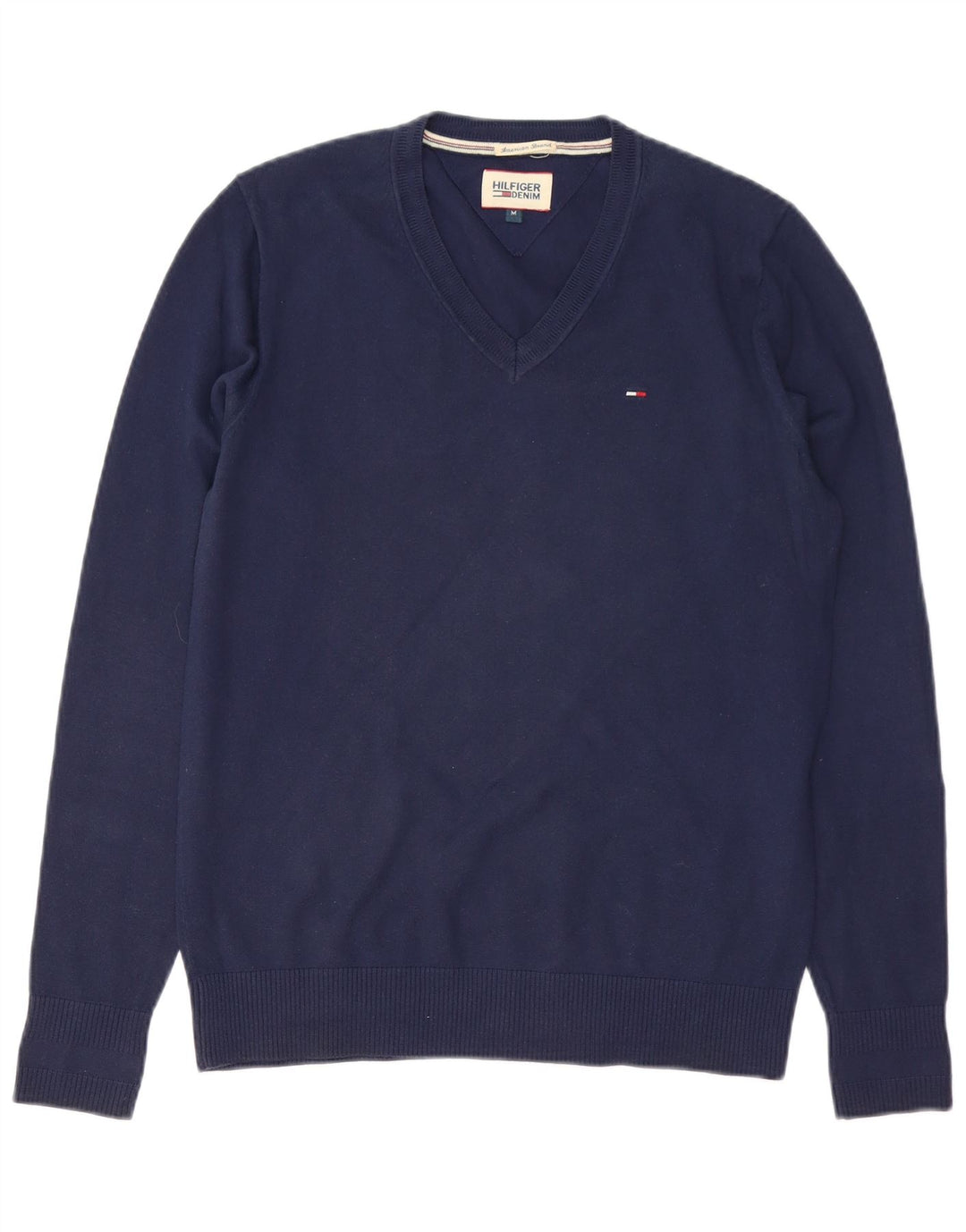 TOMMY HILFIGER Jersey con cuello en V para hombre Algodón azul marino medio