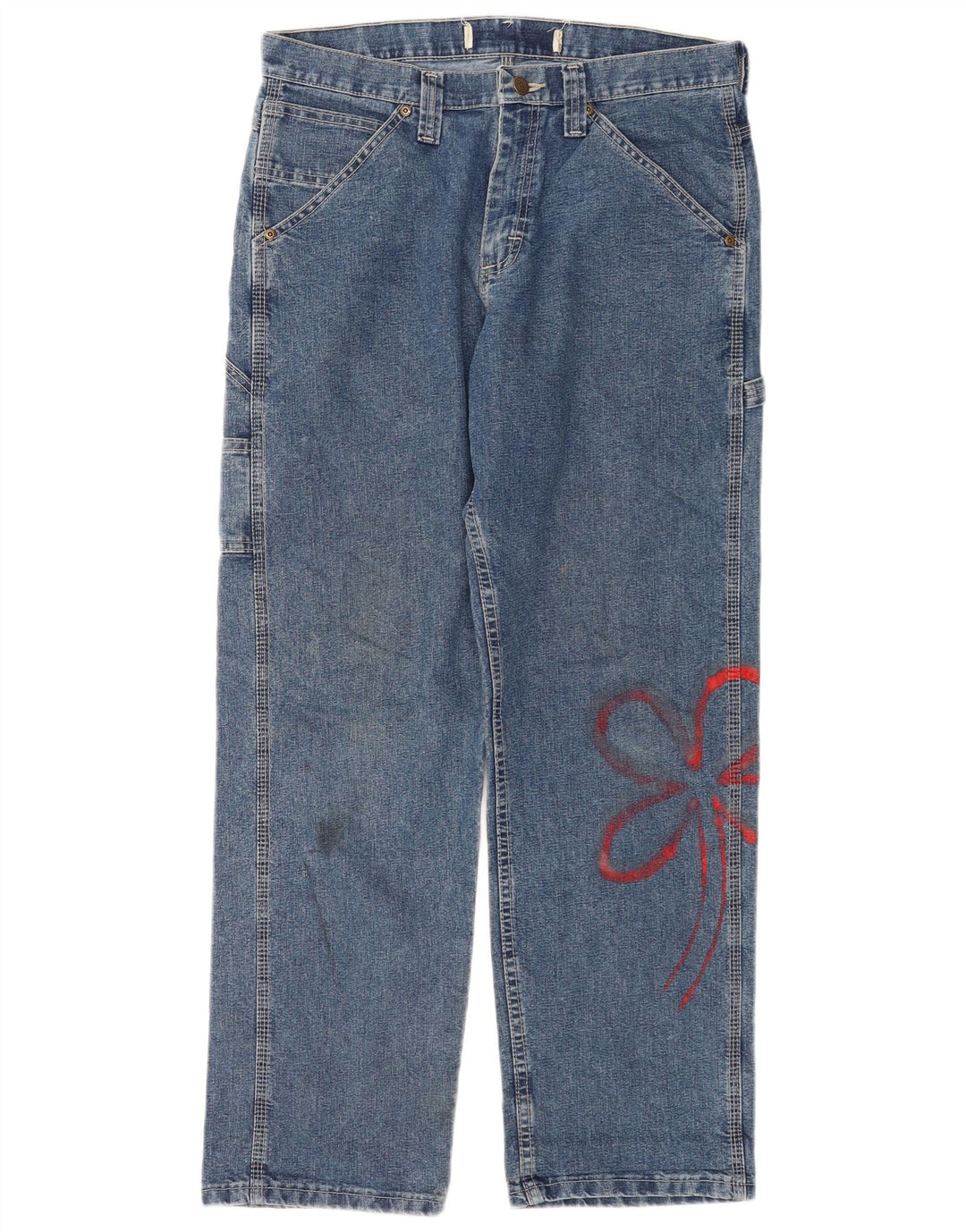 Vaqueros Lee Cargo Rectos Para Mujer W32 L30 Algodón Floral Azul