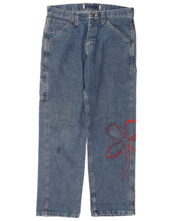 Vaqueros Lee Cargo Rectos Para Mujer W32 L30 Algodón Floral Azul