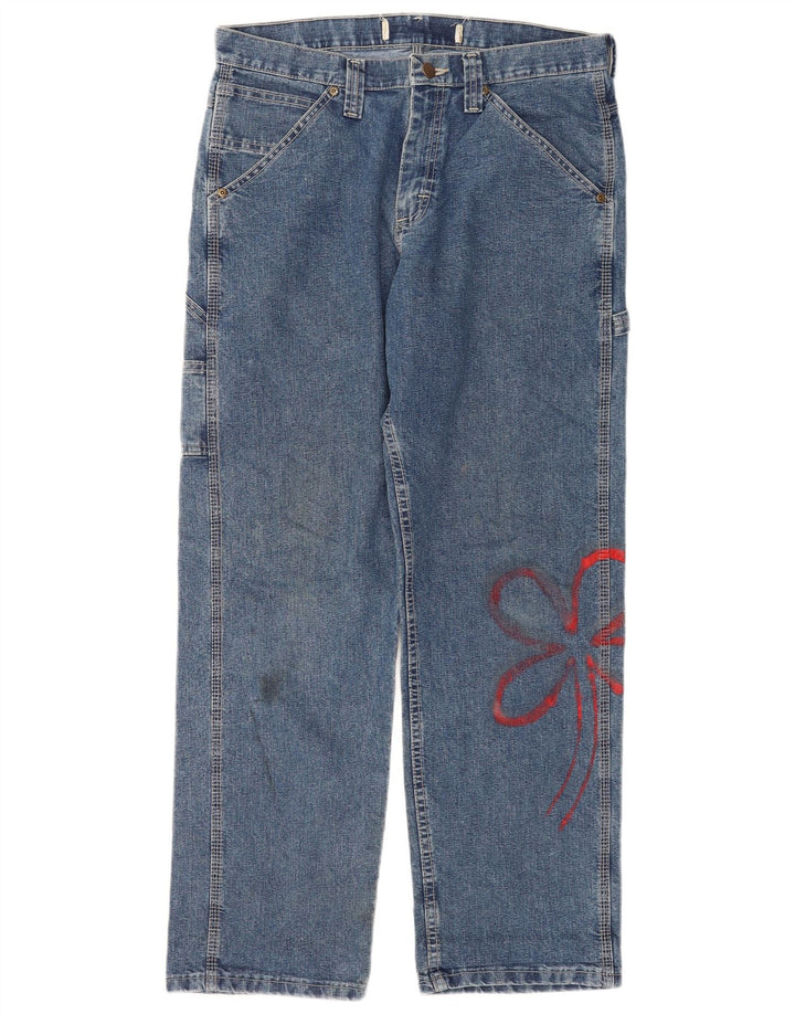 Vaqueros Lee Cargo Rectos Para Mujer W32 L30 Algodón Floral Azul