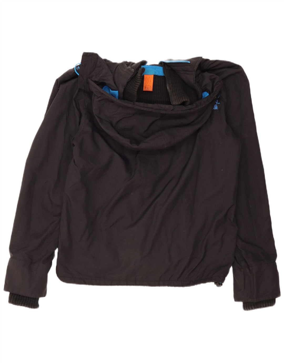 SUPERDRY Chaqueta cortavientos con capucha para hombre, talla 40, color negro