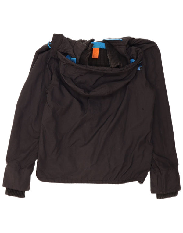 SUPERDRY Chaqueta cortavientos con capucha para hombre, talla 40, color negro