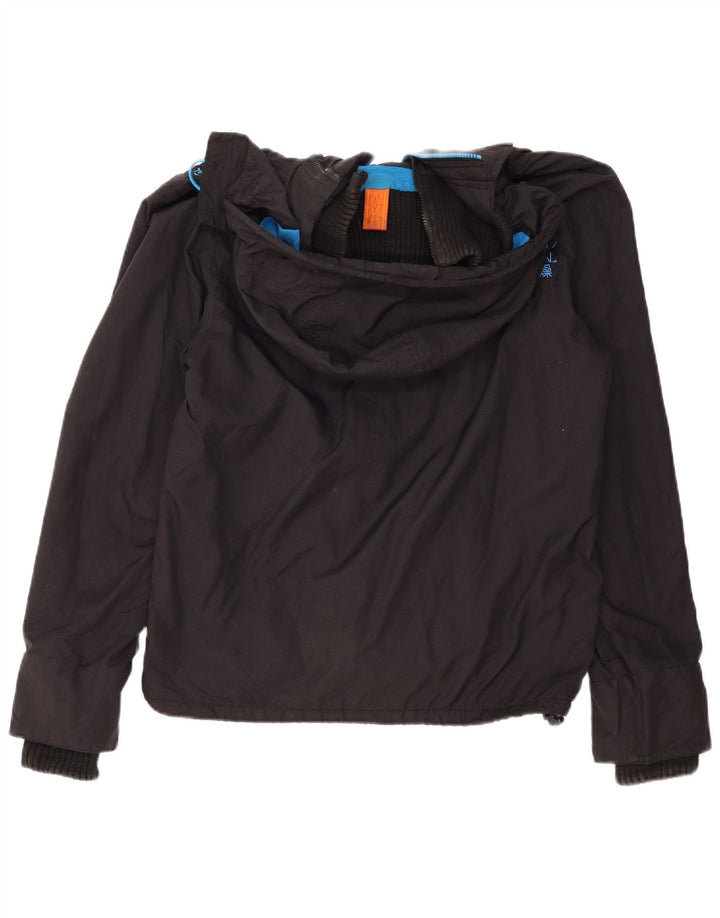 SUPERDRY Chaqueta cortavientos con capucha para hombre, talla 40, color negro