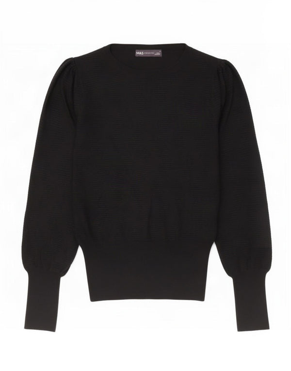 Marks & Spencer Jersey con Cuello Barco para Mujer UK 10 Small Viscosa Negra