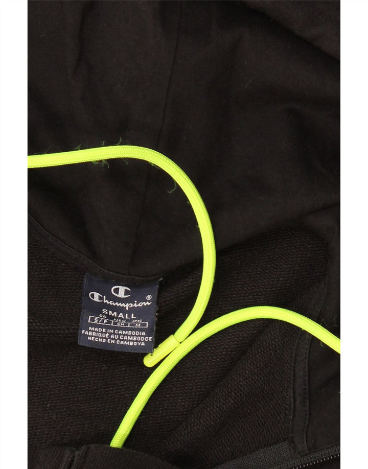 Champion Sudadera con capucha y cremallera gráfica para hombre, talla pequeña, color negro