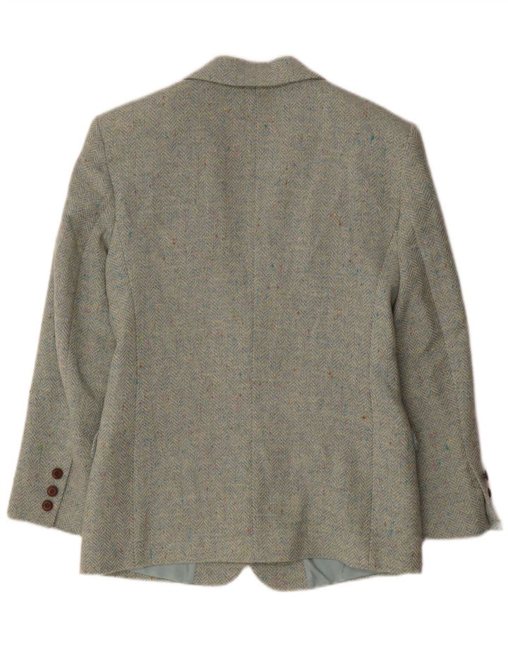 Vintage mujer 2 botones Blazer chaqueta IT 42 lana de espiga verde medio