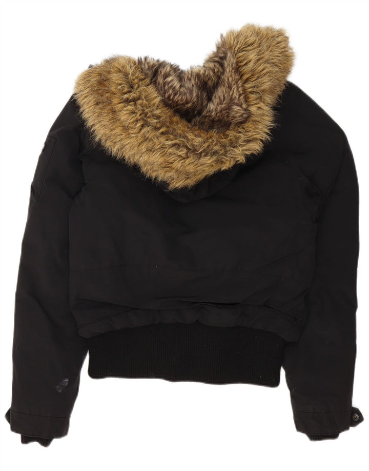 Woolrich Chaqueta acolchada con capucha para mujer UK 44 Mediana Poliéster negro