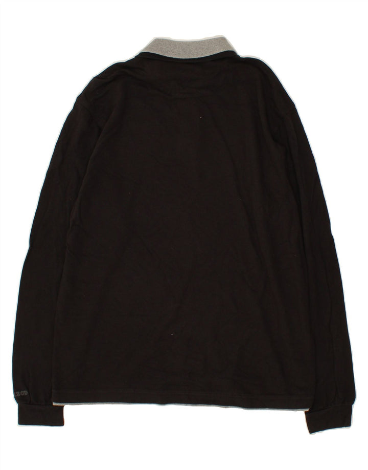 IZOD Mens Long Sleeve Polo Shirt Medium Black Cotton Vintage Izod and Second-Hand Izod from Messina Hembry 
