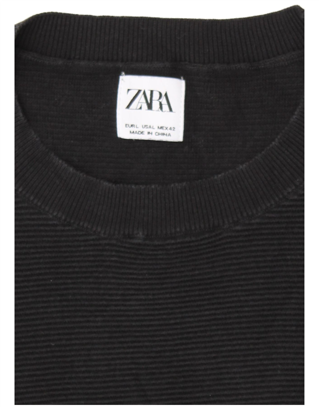 Zara Hombre Jersey De Cuello Redondo Jersey Grande Negro