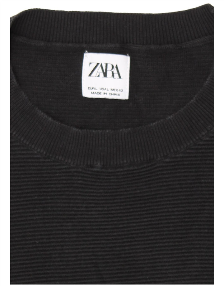 Zara Hombre Jersey De Cuello Redondo Jersey Grande Negro