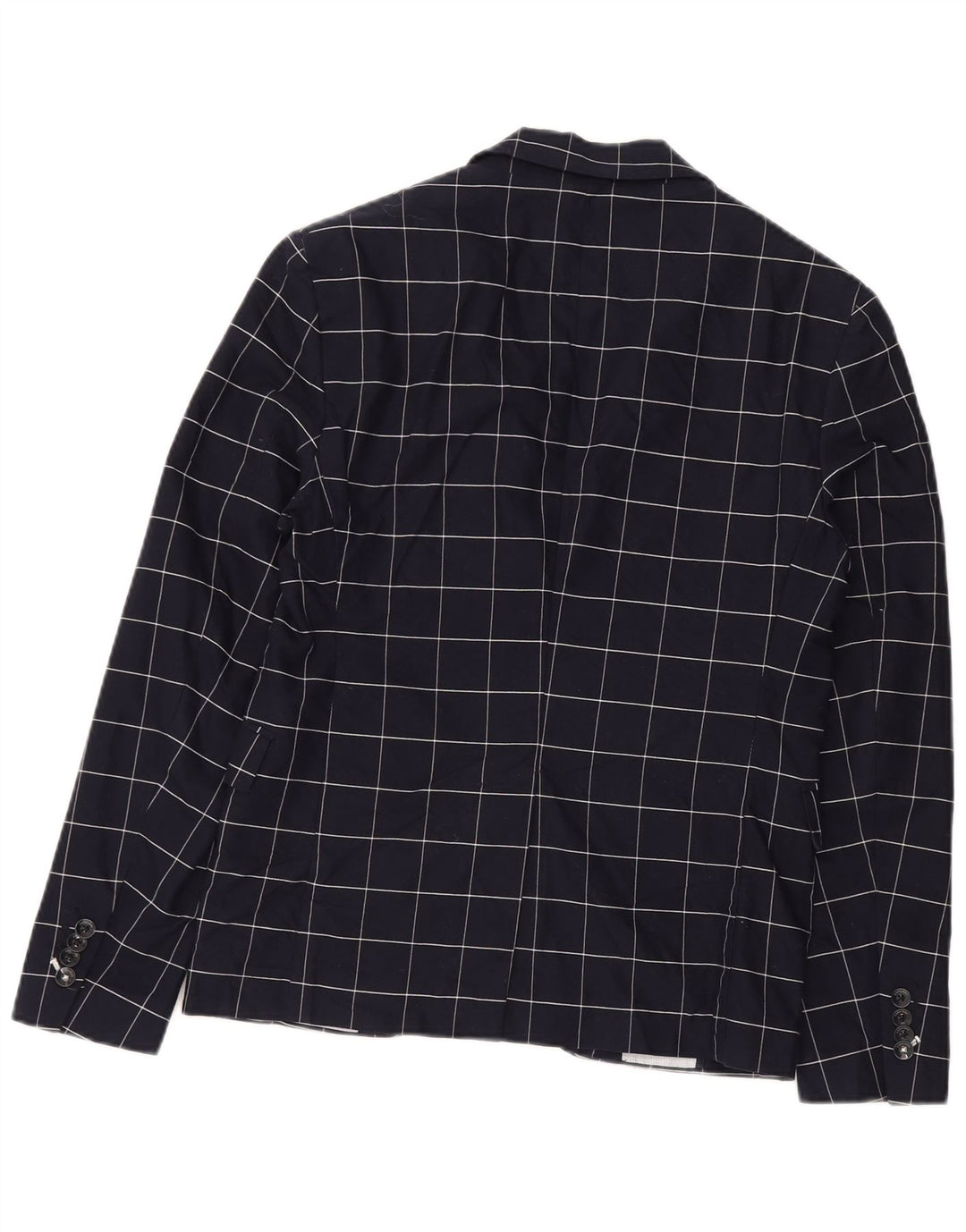 Zara Chaqueta tipo blazer de 2 botones para hombre EU 46 Small Azul marino Cuadros Algodón