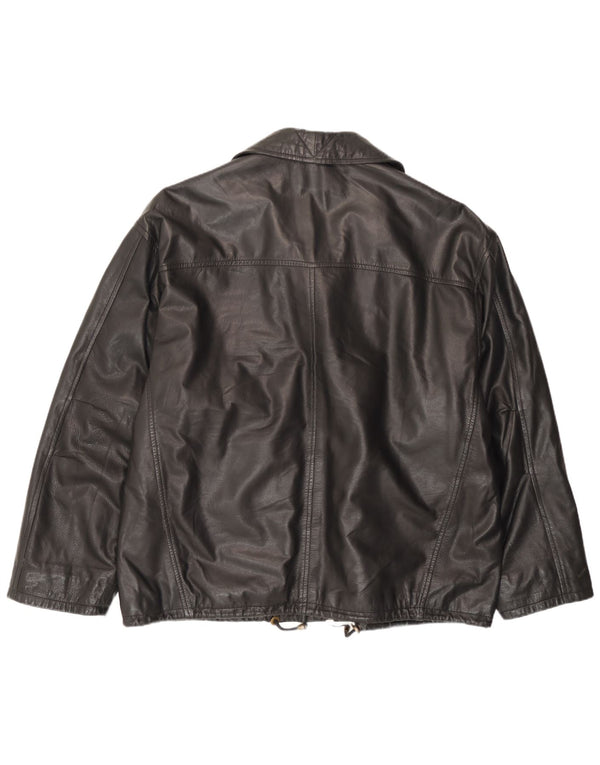 Vintage chaqueta de cuero para hombre Reino Unido 44 2XL cuero negro